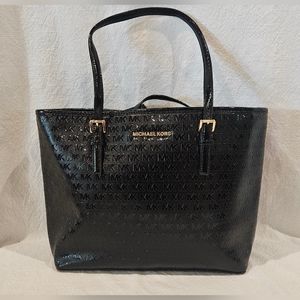 Michael Kors Mk Black Patent Leather Large Carrya… - image 1